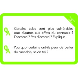 Cartes-questions du jeu Cannabis & Risques pour la prévention chez les adolescents (vue 2)