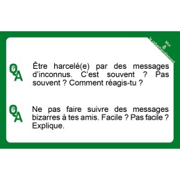 Cartes-questions du jeu Le Cyberharcèlement & Moi pour prévenir le harcèlement en ligne (vue 1)