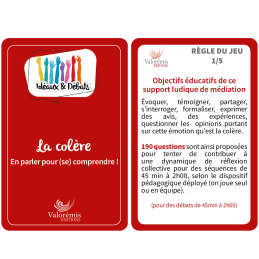 Contenu du jeu pédagogique sur la colère – cartes de débat et médiation pour enfants et adolescents