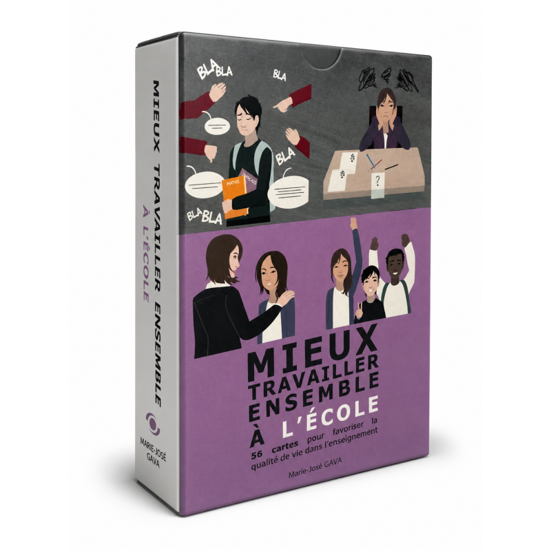 Cartes projectives illustrées du jeu Mieux travailler ensemble à l'école